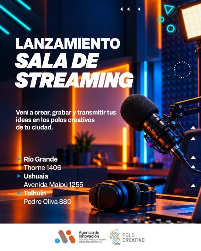 LA AGENCIA DE INNOVACIÓN RELANZA LAS SALAS DE STREAMING EN LOS POLOS CREATIVOS DE TIERRA DEL FUEGO